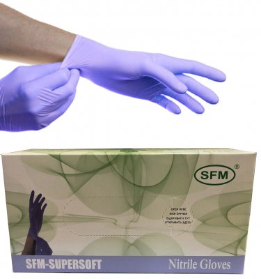 Купить перчатки sfm смотровые нестерильные нитриловые неопудрен текстурир размер l, 100 пар, фиолетовые в Богородске