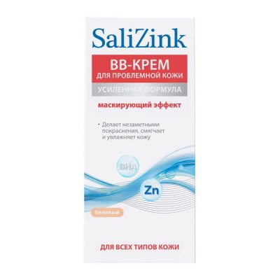Купить salizink (салицинк), вв-крем с тонирующим эффектом для проблемной кожи всех типов, 50 мл тон 02 бежевый в Богородске