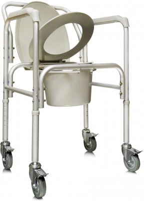 Купить кресло-туалет алюминевое со спинкой, с колесами amcb6809 в Богородске