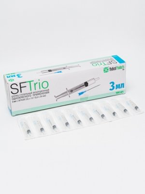 Купить шприц 3мл sftrio трехдетальный стерильный без латекса с надетой иглой 23g (0,6х30 мм), 100 шт в Богородске