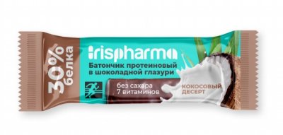 Купить ирисфарма (irispharma) батончик протеиновый 30% кокосовый десерт в шоколадной глазури, 40г бад в Богородске