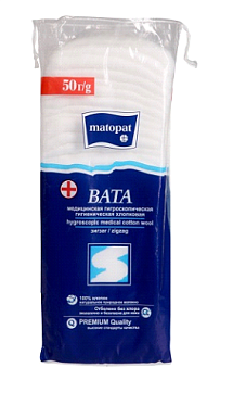 Matopat (Матопат) вата хлопковая Зиг-заг, 50г