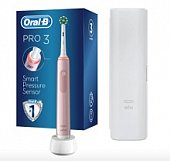 Купить oral-b (орал-би) электрическая зубная щетка pro 3 тип 3772 crossaction розовая+ зарядное устройство 3757 +чехол в Богородске