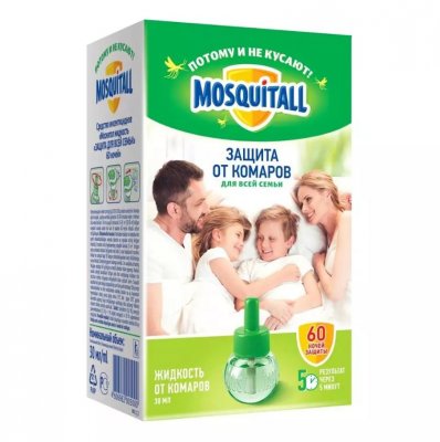 Купить mosquitall (москитолл) защита для взрослых жидкость к фумигатору 60ночей 30 мл в Богородске