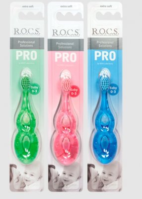 Купить рокс (r.o.c.s.) зубная щетка r.o.c.s.pro baby для детей от 0 до 3 лет, 1 шт. в Богородске
