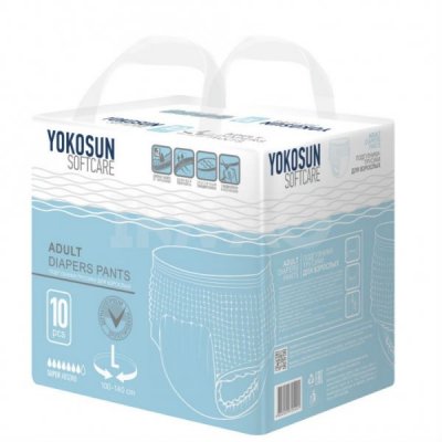 Купить yokosun (йокосан) подгузники-трусики для взрослых размер l (объем 100-140см) 10 шт в Богородске
