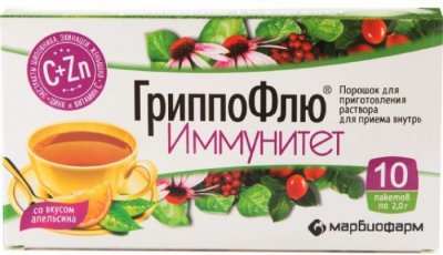 Купить гриппофлю иммунитет, пор. апельсин №10_бад (марбиофарм оао, россия) в Богородске