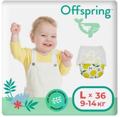 Купить offspring (оффспринг) подгузники-трусики детские размер l, 9-14 кг 36 шт лимоны в Богородске