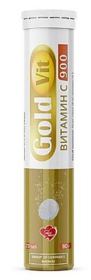 Купить gold vit (голд вит) витамин с 900, таблетки шипучие 4г, 20 шт бад в Богородске
