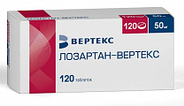 Купить лозартан-вертекс, таблетки покрытые пленочной оболочкой 50 мг, 120 шт в Богородске