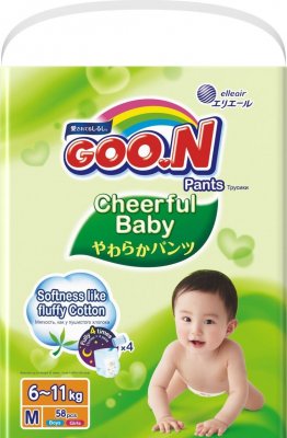 Купить goo.n (гуун) подгузники-трусики cheerful baby m 6-11кг 58 шт в Богородске