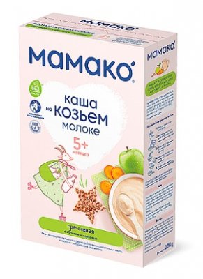Купить мамако каша гречневая с яблоком и морковью на козьем молоке с 5 месяцев, 200г в Богородске