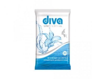 Купить diva (дива) салфетки влажные очищающие универсальные, 20 шт в Богородске