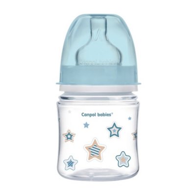 Купить canpol (канпол) бутылочка пластиковая easystart newborn антиколиковая с широким горлом с рождения, 120 мл голубая в Богородске