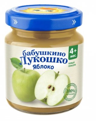 Купить бабушкино лукошко пюре яблоко без сахара, 100г в Богородске