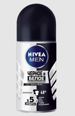 Купить nivea (нивея) для мужчин дезодорант шариковый невидимый черное и белое original, 50мл в Богородске