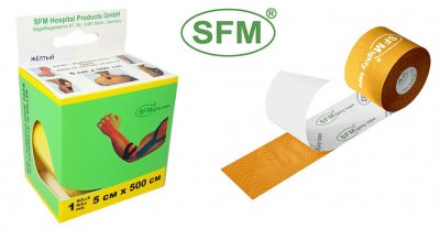 Купить лента (тейп) кинезиологическая sfm-plaster на хлопковой основе 5см х 5м желтый в Богородске