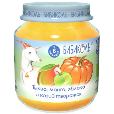 Купить бибиколь пюре тыква/манго/яблоко/козий творожок 125г  в Богородске