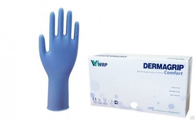 Купить перчатки dermagrip comfort смотр.нестер. нитрил. н/оп. р.s №100 пар (wrp, малайзия) в Богородске