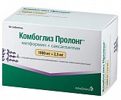 Купить комбоглиз пролонг, таблетки с модифицированным высвобождением, покрытые пленочной оболочкой 1000 мг+2,5 мг, 56 шт в Богородске