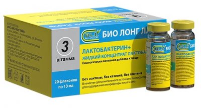 Купить лактобактерин+, жидкий концентрат лактобактерий, флакон 10мл, 20 шт бад в Богородске