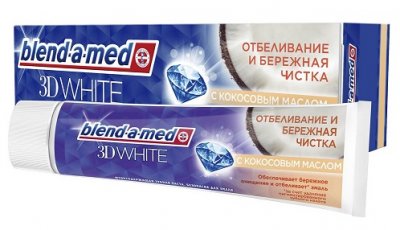 Купить бленд-а-мед (blend a med)зубная паста 3d вайт отбеливание и бережная чистка с кокосовым маслом 100мл в Богородске
