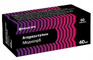 Купить аторвастатин медисорб, таблетки покрытые пленочной оболочкой 40 мг, 60 шт в Богородске