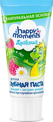 Купить happy moments (хэппи моментс) зубная паста для детей дракоша малина, 60мл в Богородске
