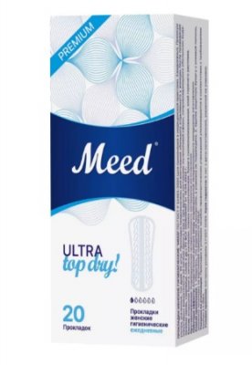 Купить meed ultra top dry (мид) прокладки ежедневные ультратонкие усеченные, 20 шт в Богородске