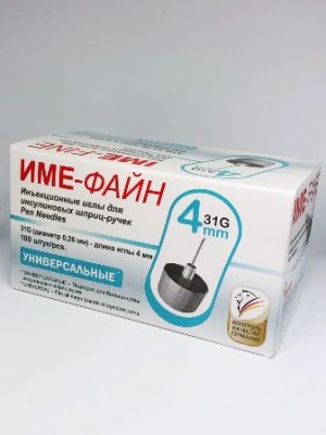 Купить иглы ime-fine для инъекций универсальные для инсулиновых шприц-ручек 31g (0,26мм х 4мм) 100 шт в Богородске