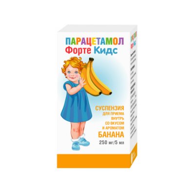 Купить парацетамол фортекидс, суспензия для приема внутрь со вкусом и ароматом банана 250мг/мл, флакон 80мл в Богородске