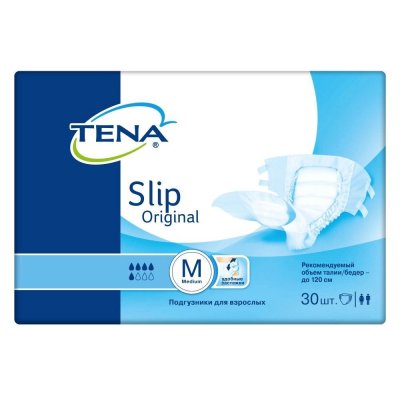 Купить tena slip оriginal (тена) подгузники для взрослых, размер m (обхват талии/бедра от 80см до 120см), 30 шт в Богородске