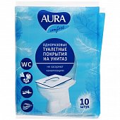 Купить aura (аура) покрытие на сиденье унитаза одноразовое бумажное 10шт в Богородске