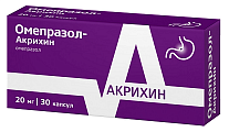 Купить омепразол-акрихин, капсулы кишечнорастворимые 20мг, 30 шт в Богородске