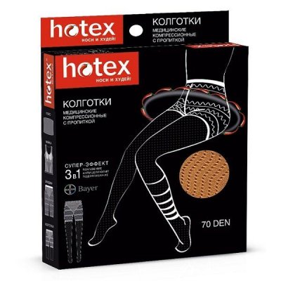 Купить хотекс (hotex) колготки с шортиками 70 ден, бежевые в Богородске
