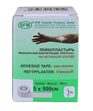 Пластырь SFM-PLASTER нетканый фиксирующий 5х500см