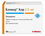 Купить конкор кор, таблетки, покрытые пленочной оболочкой 2,5мг, 90 шт в Богородске