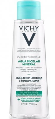 Купить виши пюр термаль (vichy purete thermale) мицеллярная вода с минералами для жирной и комбинированной кожи 200мл в Богородске