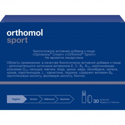 Купить orthomol sport (ортомол спорт), саше (питьевая бутылочка+таблетка), 30 шт бад/на 30 дней в Богородске