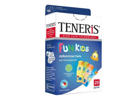 Купить пластырь teneris fun kids бактерицидный на полимерной основе с рисунком, 20 шт в Богородске