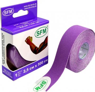 Купить лента (тейп) кинезиологическая sfm-plaster на хлопковой основе  2,5см х 5м фиолетовый в Богородске