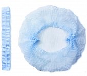 Купить шапочка-берет шарлотта нестерильная спанбонд плотность 8/м2, размер 52-62, длина 48см, голубая 125 шт в Богородске