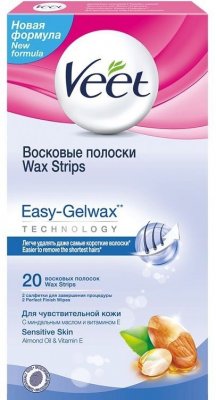 Купить вит (veet) восковые полоски для депиляции для чувствительной кожи easy gel-wax, 20 шт  в Богородске