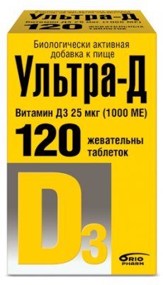 Купить ультра-д витамин д3 25 мкг (1000ме), таблетки жевательные 425мг, 120 шт бад в Богородске