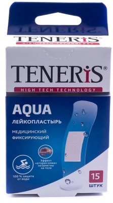 Купить пластырь teneris aqua (тенерис) водостойкий фиксирующий полимерная основа, 15 шт в Богородске