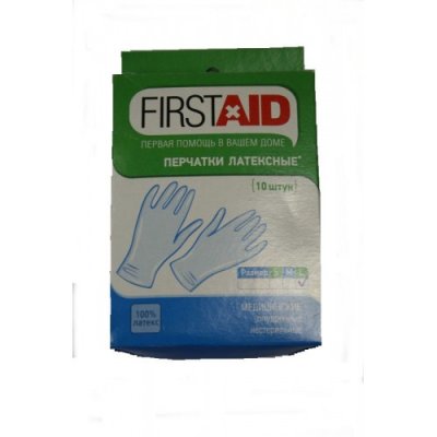 Купить перчатки first aid смотр. н/стер. латекс. опудр., m №10 в Богородске