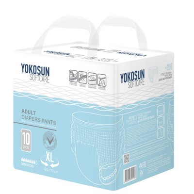 Купить yokosun (йокосан) подгузники-трусики для взрослых размер xl (объем 130-170см) 10 шт в Богородске