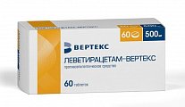 Купить леветирацетам-вертекс, таблетки покрытые пленочной оболочкой 500 мг, 60 шт в Богородске