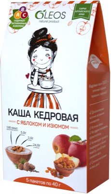 Купить oleos (олеос) каша кедровая с яблоком и изюмом, пакет 40г, 5 шт в Богородске