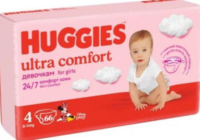 Купить huggies (хаггис) подгузники ультра комфорт для девочек 8-14кг 66 шт в Богородске